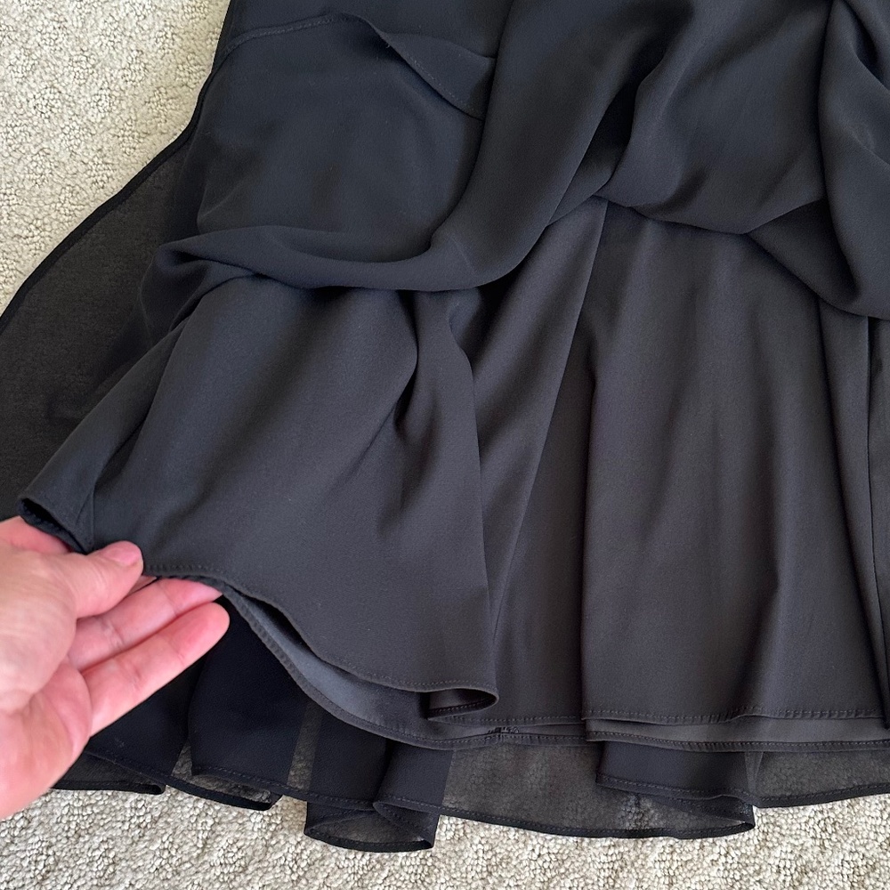 Alex Marie Carissa Chiffon Flutter Sleeve V-Neck Dress Black 2 Classic Party NWT - Picture 6 of 15